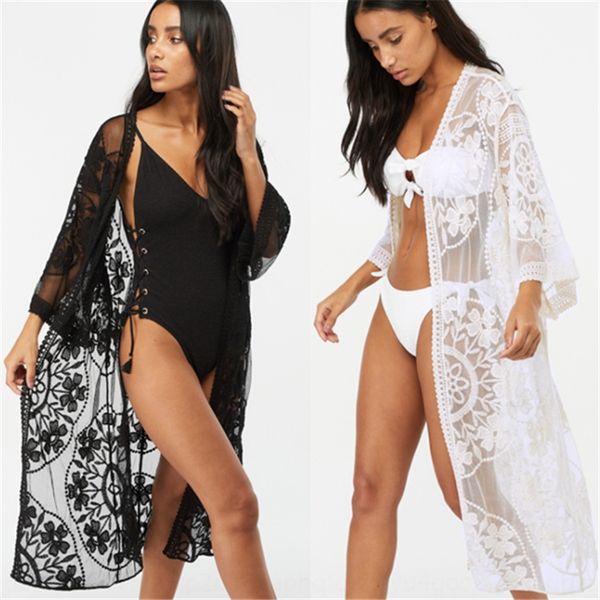 

mesh embroidery lace tie cardigan holiday beach bikini bikini shirt embroidered shirt blouse leisure holiday, White;black