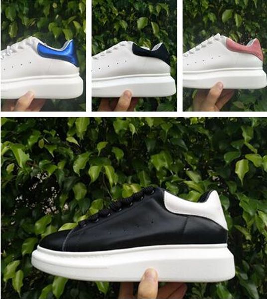 

2018 mens womens fashion white leather platform shoes flat casual shoes with brand classic couple ship with and dust bag, Black