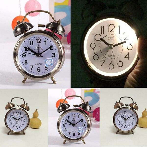 2019 Silent Sweep Small Snooze Alarm Clock Night Light Bedside Silent Sweep Small Snooze Alarm Clock