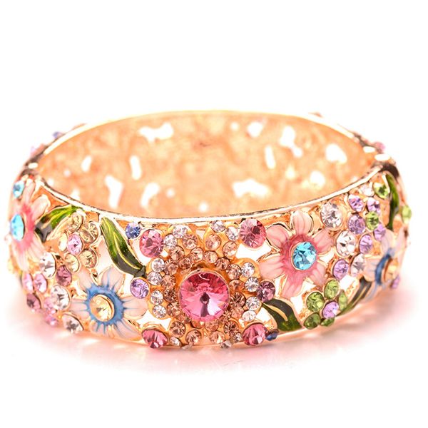 

fashion retro ethnic style design crystal embellishment bangle birthday party gift loose gemstones w jewelry, Golden;silver