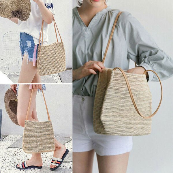 

женщины девушки rattan соломы мешок сплетенный сумки crossbody бич выдалбливают твердые цвета летние сумки