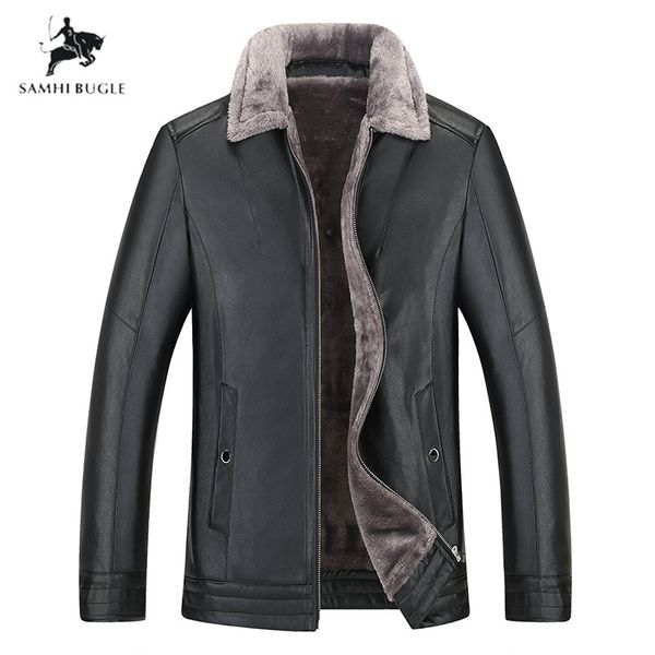 

plus size 8xl black men winter warm camouflage lamb woolen casual jacket men fur collar plush faux leather jacket coat european style
