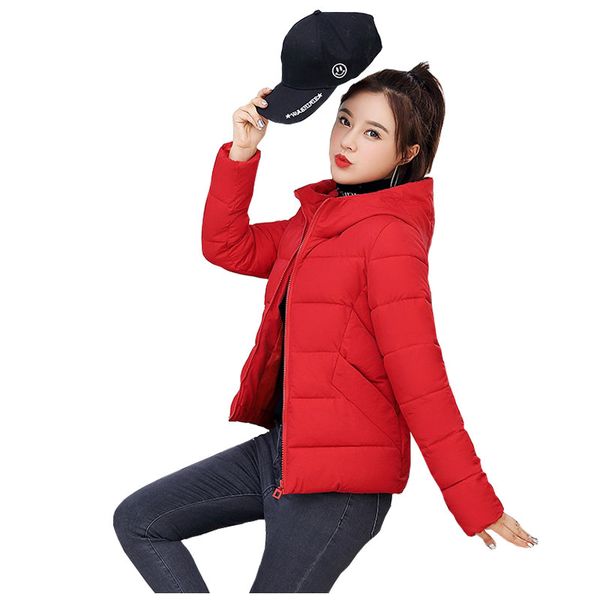 

short hooded bakery winter down coat women oversize jacket student cotton padded wadded parkas big pocket wind breaker sleeves, Black