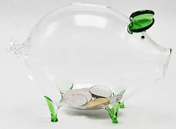 

green brown pink blue cat pig piggy bank money box coin saving box cute transparent glass birthday gift children kids girls boy