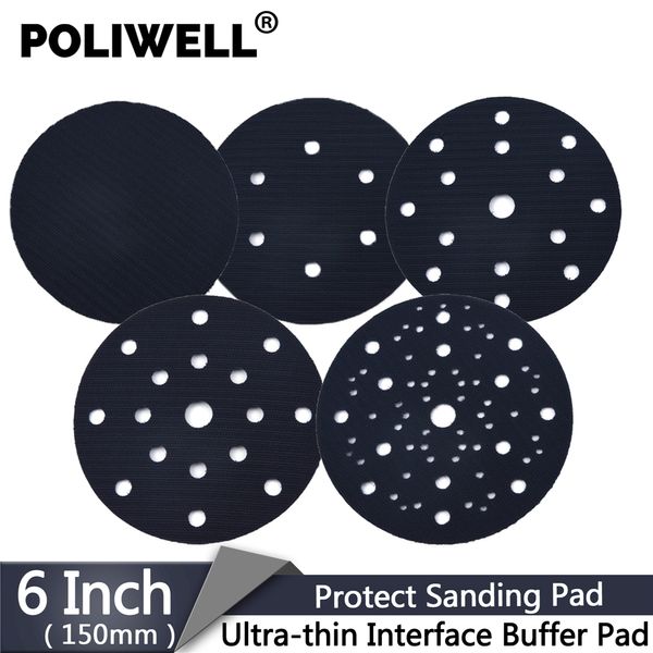 

poliwell 1pcs 6'' 150 mm holes ultra-thin interface buffer pads hook and loop sanding pad protection self-adhesive abrasive pad