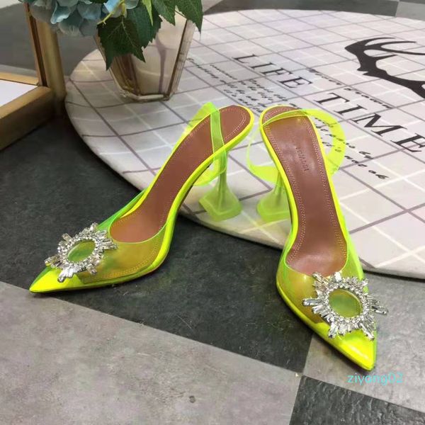 

perfect official quality amina begum crystal-embellished pvc slingback pumps muaddi begumglass transparent fashion shoes sandals z02, Black