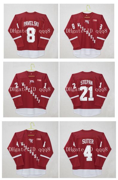 

wisconsin madison jerseys #4 ryan suter #8 joe pavelski #21 derek stepan red 100% stitching custom hockey jerseys, Black;red