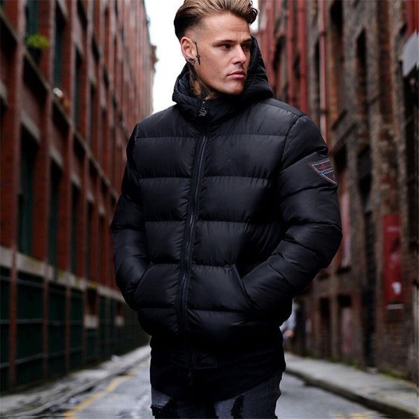 

yemeke new men hoodies clothes new brand hooded parka cotton coat men keep warm jackets fashion coats, Black