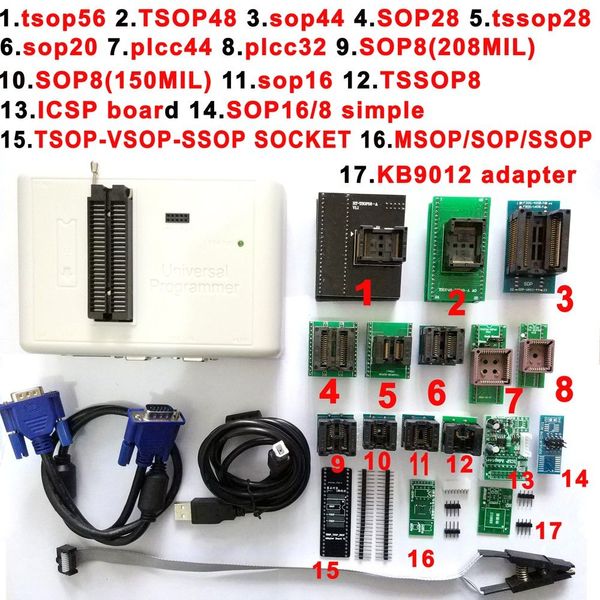 Programmatore FLASH EMMC-Nand Freeshipping RT809H +18 adattatore flash SOP8 TSOP56 TSOP48 SOP28 SOP8 scoket EMMC-NAND NOR migliore di RT809F