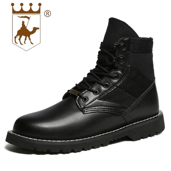 

backcamel 2018 autumn winter couple boots men's leather boots wear-resistant non-slip shoes size35-46 high quality, Black