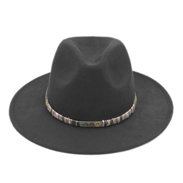

mistdawn fashion panama hat wide brim fedoras cap winter warm wool blend cap steampunk style hatband size 56-58cm, Blue;gray