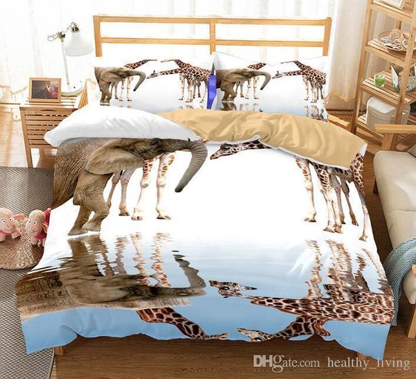Us Au Size Luxury Bedding Set Duvet Animal Elephant Giraffe Bed