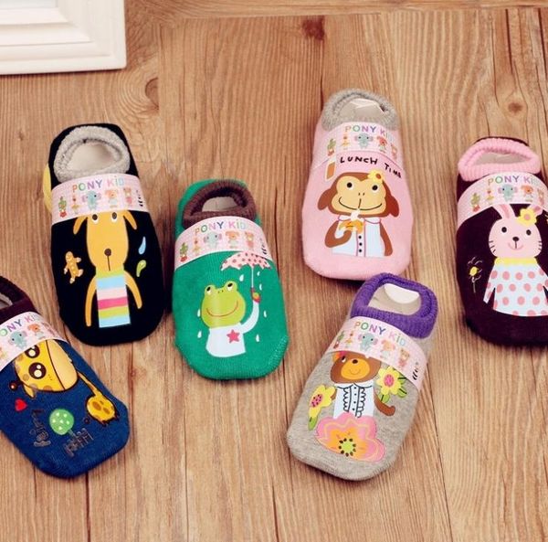 

унисекс ребенок мультфильм животных силиконового нескользящего пола носки 0-2 лет детских дети корабельных носков 6 пара / серии смешивать с, Pink;yellow