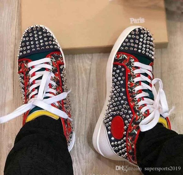 

italy super quality men's high sneakers red bottom shoes spiked sneaker,luxury dark blue suede with sliver studs walking dress casual s, Black