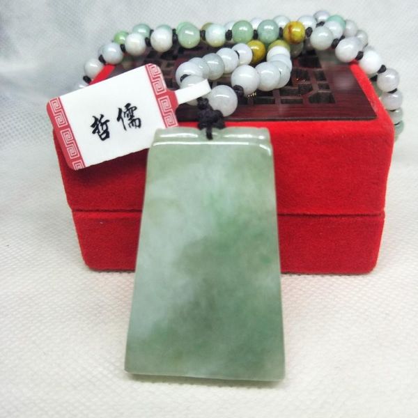 

zheru jewelry pure natural jadeite green amulet pendant three-color jadeite bead necklace a class a national certificate, Silver