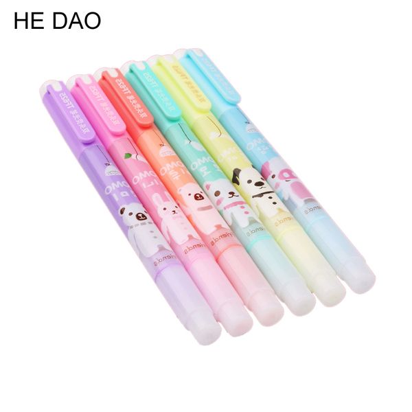 

6 pcs/lot novelty cartoon cute creative focus stud highlighter marker pen marker office school supplies baby gifts rewarding, Black;red