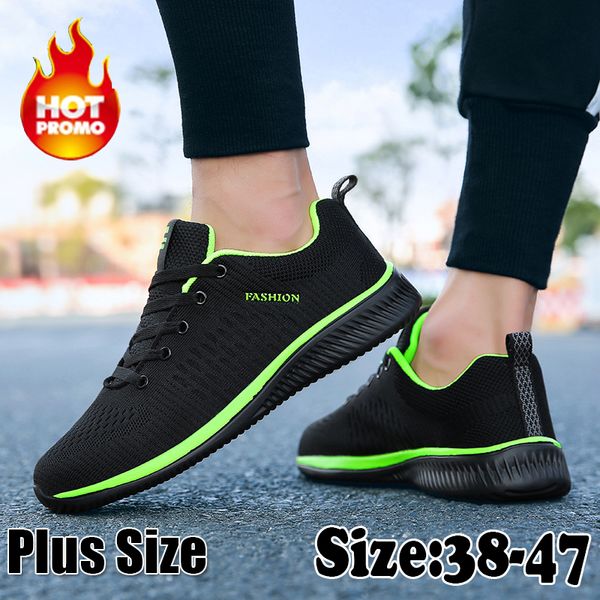 

2019 new mesh men casual shoes lac-up men shoes lightweight comfortable breathable walking sneakers tenis feminino zapatos, Black