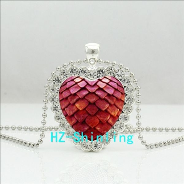 

hzshinling red dragon egg heart pendant game of thrones crystal 2020 new classic necklaces & pendants for girl christmas hz6, Silver