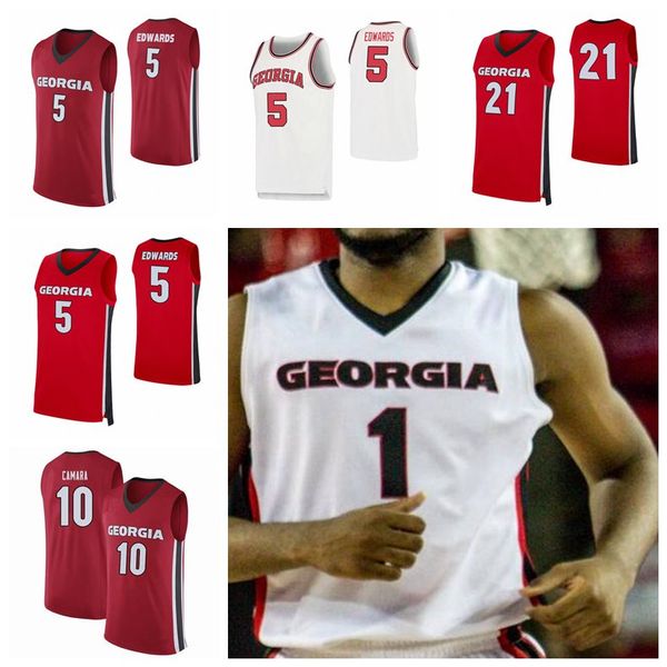 

ncaa georgia bulldogs jerseys 5 anthony edwards jersey tyree crump 10 toumani camara 11 jaxon etter mens basketball wears custom stitched, Black