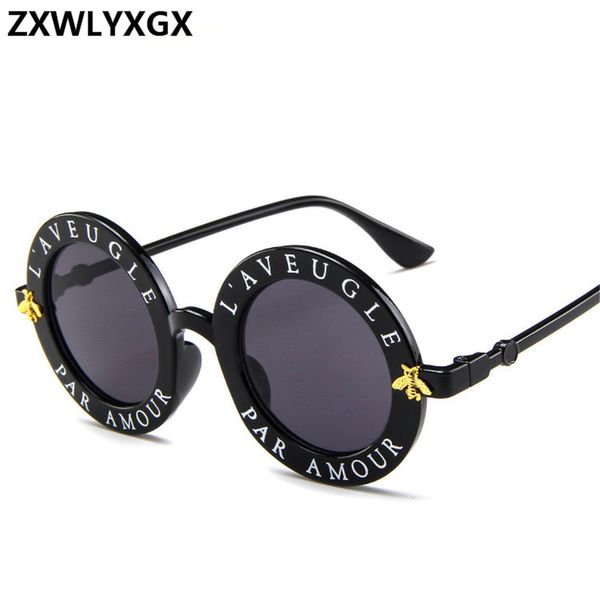 

zxwlyxgx 2018 new sunglasses small bees round frame sunglasses men and women fashion glasses trend sunglasses uv400 c18122501, White;black