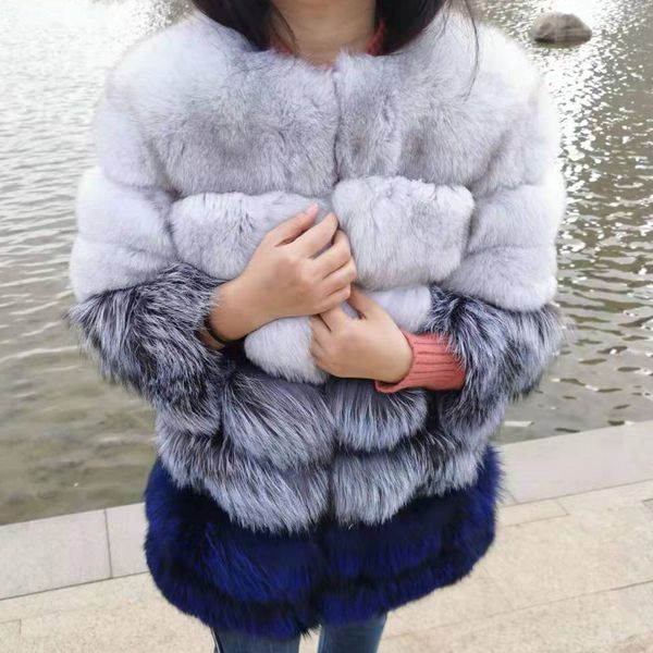 

2019 100% real natural fur coat female fur jacket winter warm coat, Black