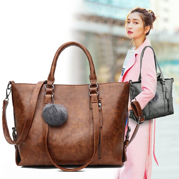 

hairball handbags women bag 2019 new pu leather woman bag tote bags autumn vintage ladies handbag