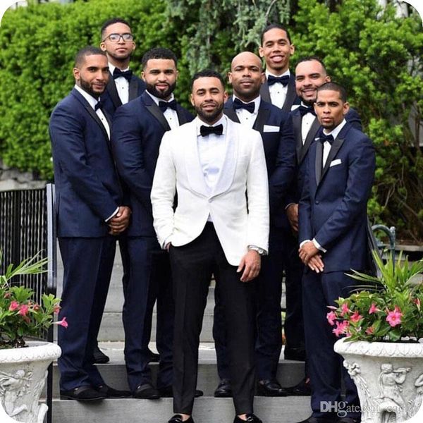 

ivory/navy blue groom tuxedos men wedding dress popular men business prom collective 3 piece suit(jacket+pants+tie+vest ) 2280, Black;gray