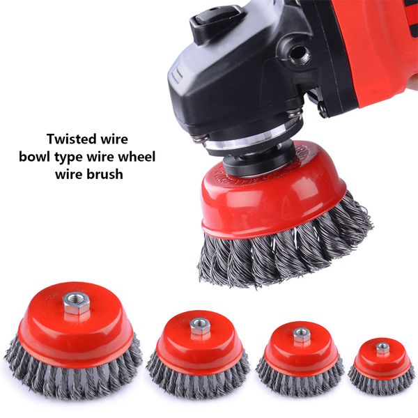 

65/75mm twist knot steel wire wheel brush m14 for metal polishing derusting wire wheel cup brush disc for angle grinder