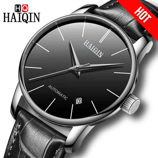 

haiqin men's watch 2019 watch men's automatic / gold / mechanical wrist goods, Slivery;brown