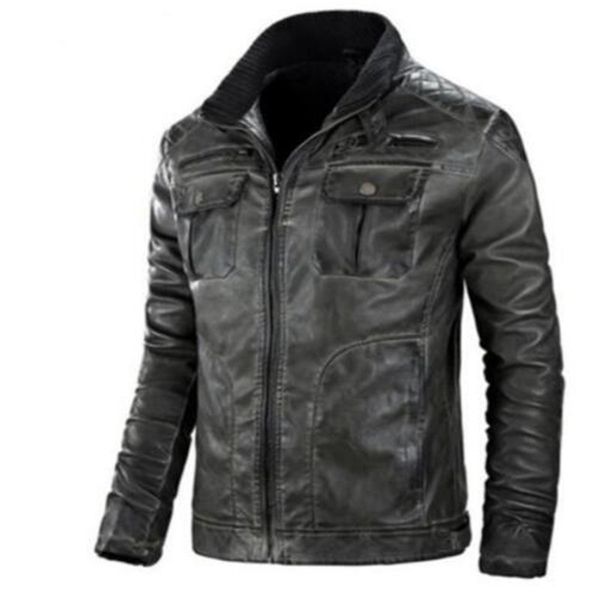 

vintage motorcycle jacket men design stand collar male casual mens fashion veste en cuir genuine jackets jaqueta cowhide coat, Black