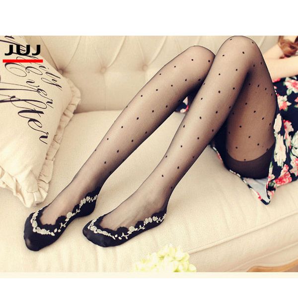 

2019 women ladies girls jacquard single covering yarn tights dot stockings mock liner sneake lace lolita pantyhose, Black;white