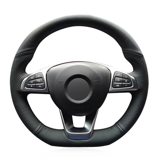 

custom hand-stitch leather car steering wheel cover for benz cla220 cls400