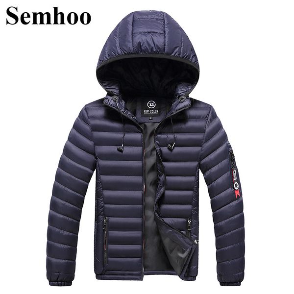 

2019 winter men's hooded headphones cotton coat thick warm solid color simple breathable windproof cotton coat plus size l---3xl, Black
