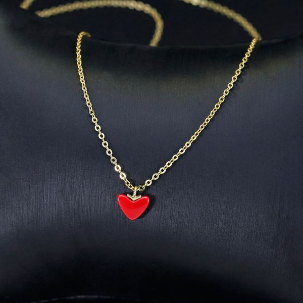 

fashion tiny dainty red heart pendant chocker for women 925 sterling silver chain smalll love necklace on neck bohemian jewelry