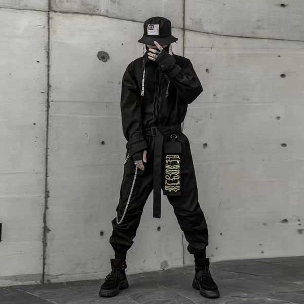 

new european and american jumpsuit suits jumpsuit straight loose loose sleeveless men's trousers pants suit overalls, Blue