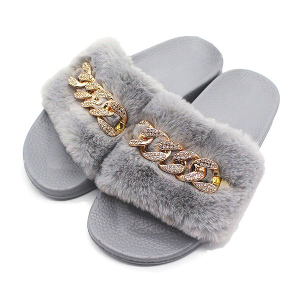 

woopower women fur fluffy slip on sandals feather sliders slippers home flat shoes, Black
