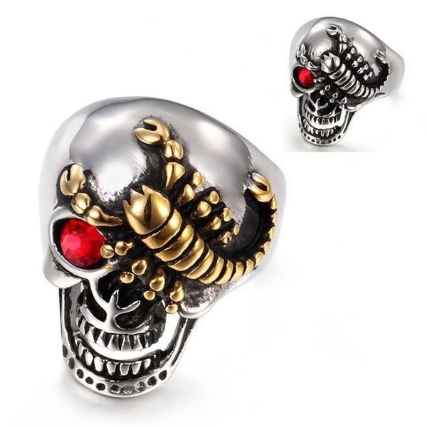 

hip hop punk rock style the scorpion with skull head design stainless steel finger rings jewelry, Silver