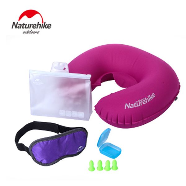 

naturehike 3pcs set travel sleeping anti-noise earplugs eyeshade u inflatable pillow neck travel sambo essentials pillow