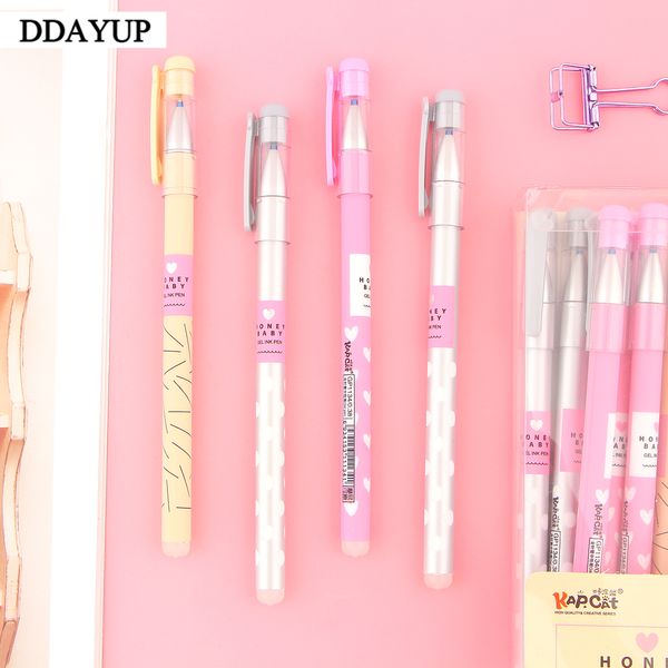 

4pcs/lot 0.38mm heart dots erasable pen blue black ink magic ballpoint pen for school office writing supply kids stationery