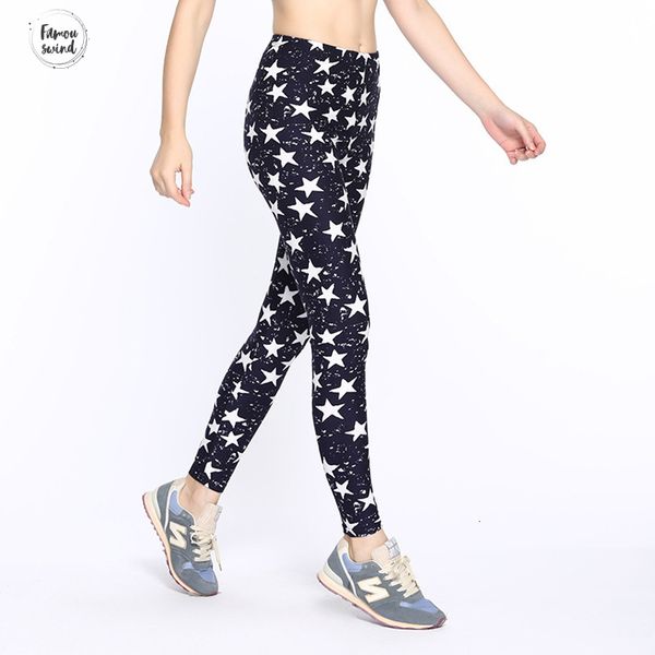 

women leggings 2019 fashion star print high waist pants stretch elasticity leggins spring slim skinny leggings female, Black