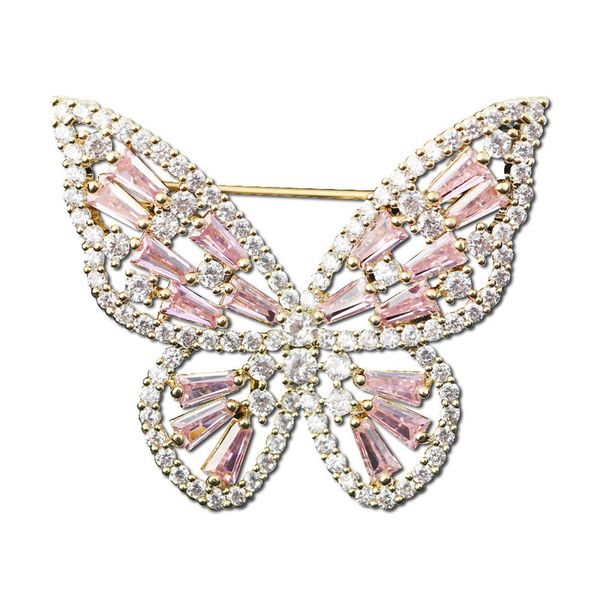 

fashion classic butterfly brooch for women with cubic zirconia metal pins clothing accessories, Gray