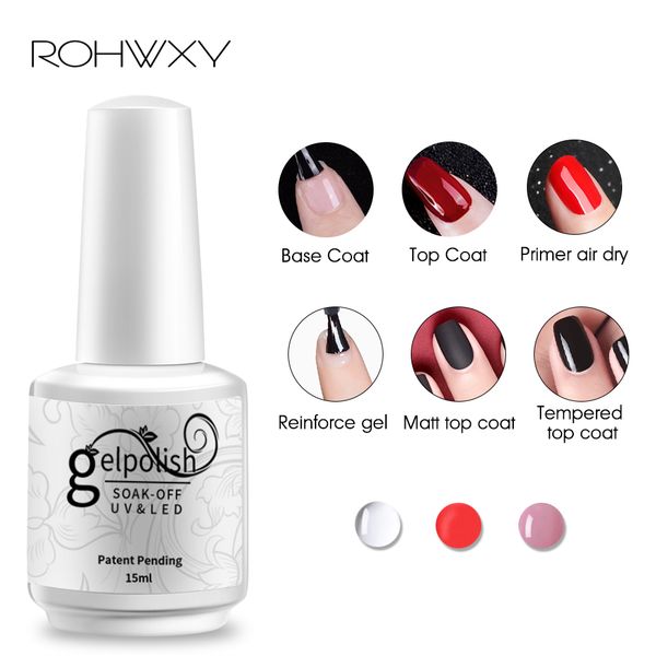 

rohwxy base and coat gel nail polish uv 15ml transparent soak off primer gel polish lacquer nail art manicure, Red;pink