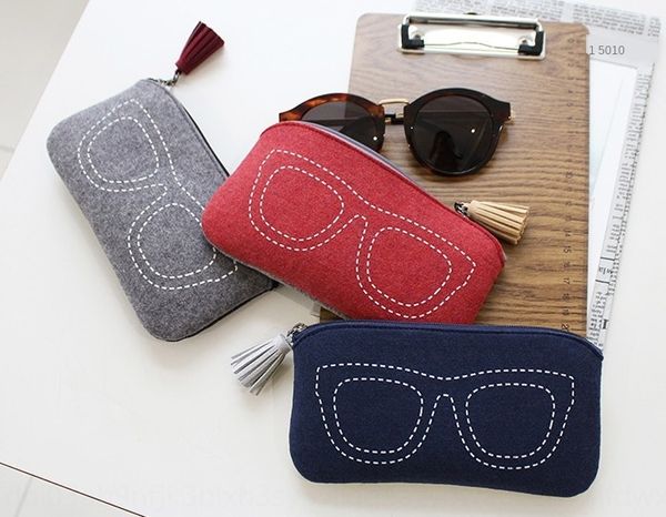 

sun accessory felt glasses bag glasses accessories can be printed mixed batch, Blue