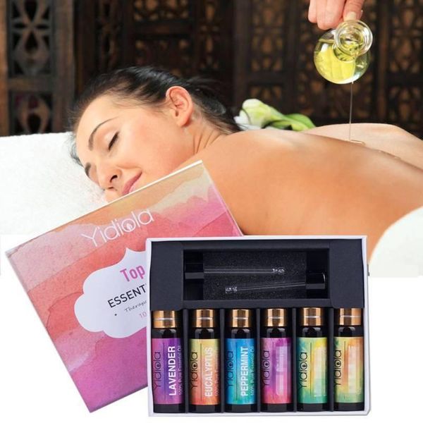 

yidiola 6 pieces/set natural organic pure essential oil kit with droppers lavender peppermint gift set for aromatherapy massage