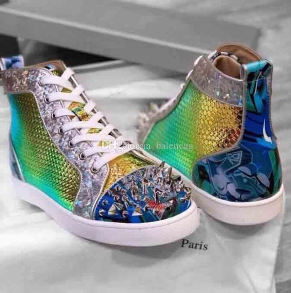 

colorsful модные мужские стразы пик пик шипы красные нижние мужские дизайнер стразовая кроссовки мода прогулки платье свадебные повседневные, Black