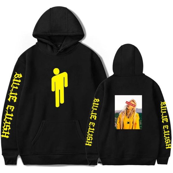 

mens fashion hoodies billie eilish letter printed women long sleeve hooded sweatshirts casual trendy streetwear hoodies, Black