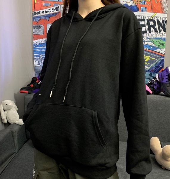 

2019 конструктор женщин людей толстовки свободные классический hoodie марка женская толстовка мода streetwear женщин толстовки высокого каче, Black