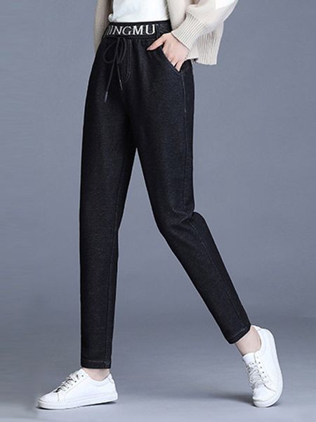 

women's jeans high-waist women , korean stretch washed jeans, cotton harem pants, autumn and winter casual pants., Blue