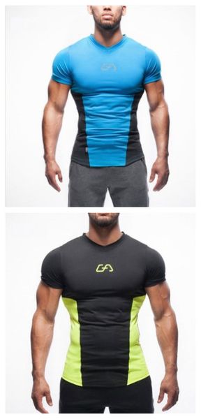 

mens gym clothes htsportsstore compression tight skin shirt sleeves rashguard fitness base layer weight wear sport jerseys, Black;blue