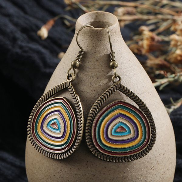 

bohemian vintage multicolor round pendant earrings boho design jewelry fashion woman earring 2019 jewelry accessories gifts, Silver